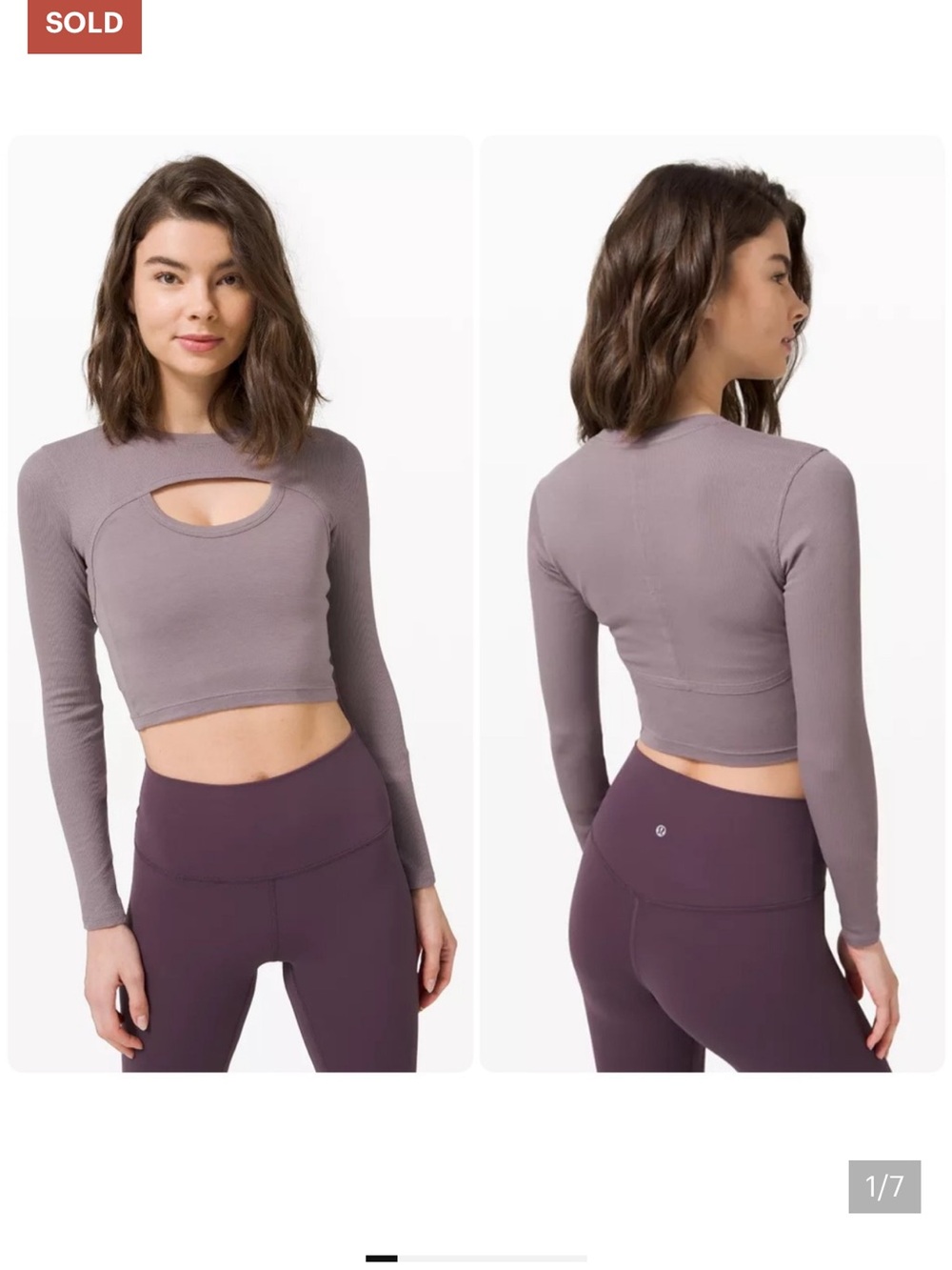 lululemon athletica Mauve Long-Sleeve Crop Top with Front Cutout